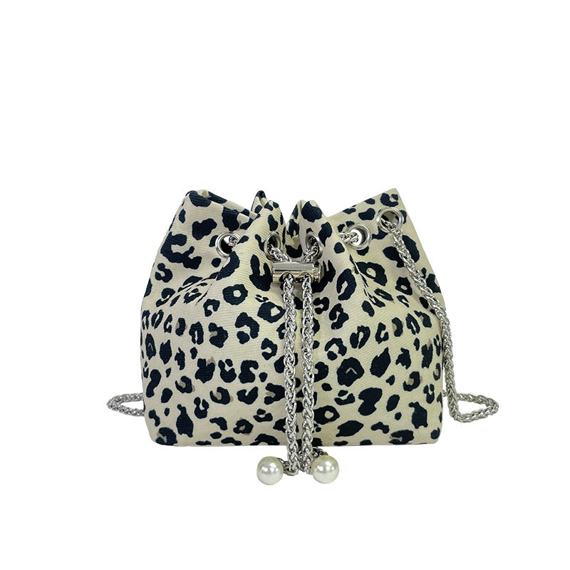 Wholesale Canvas Cow Print Leopard Chain Shoulder Bag